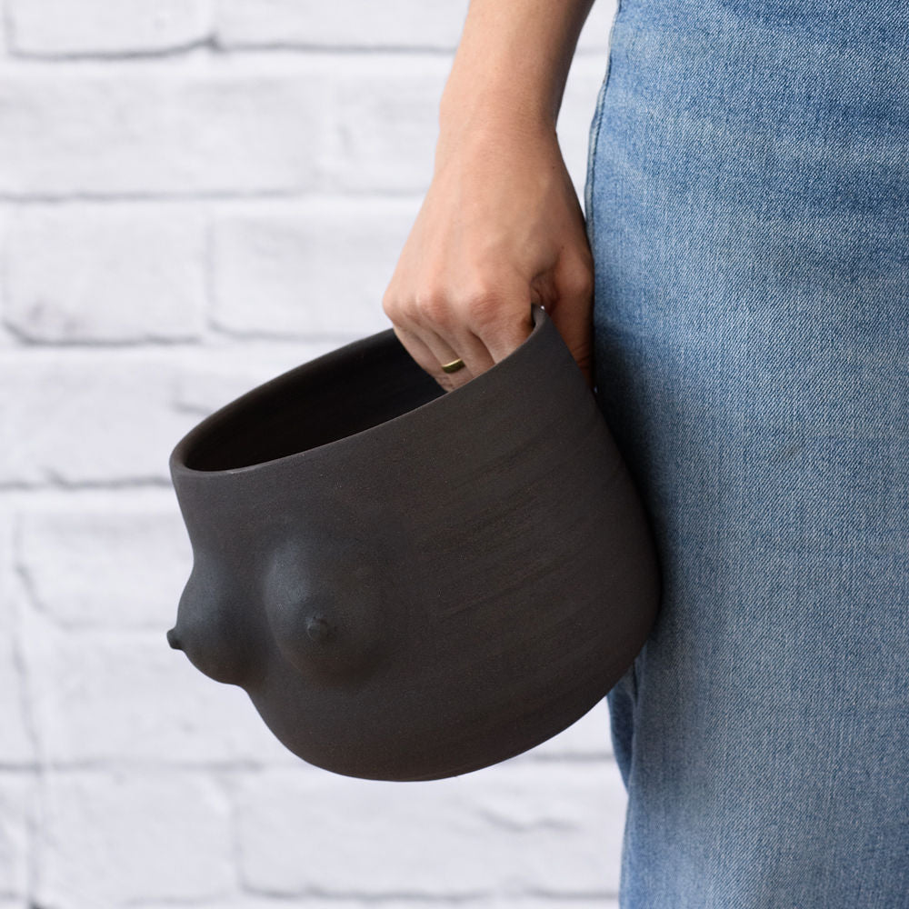breast pot planter Boob Planter - Black Clay