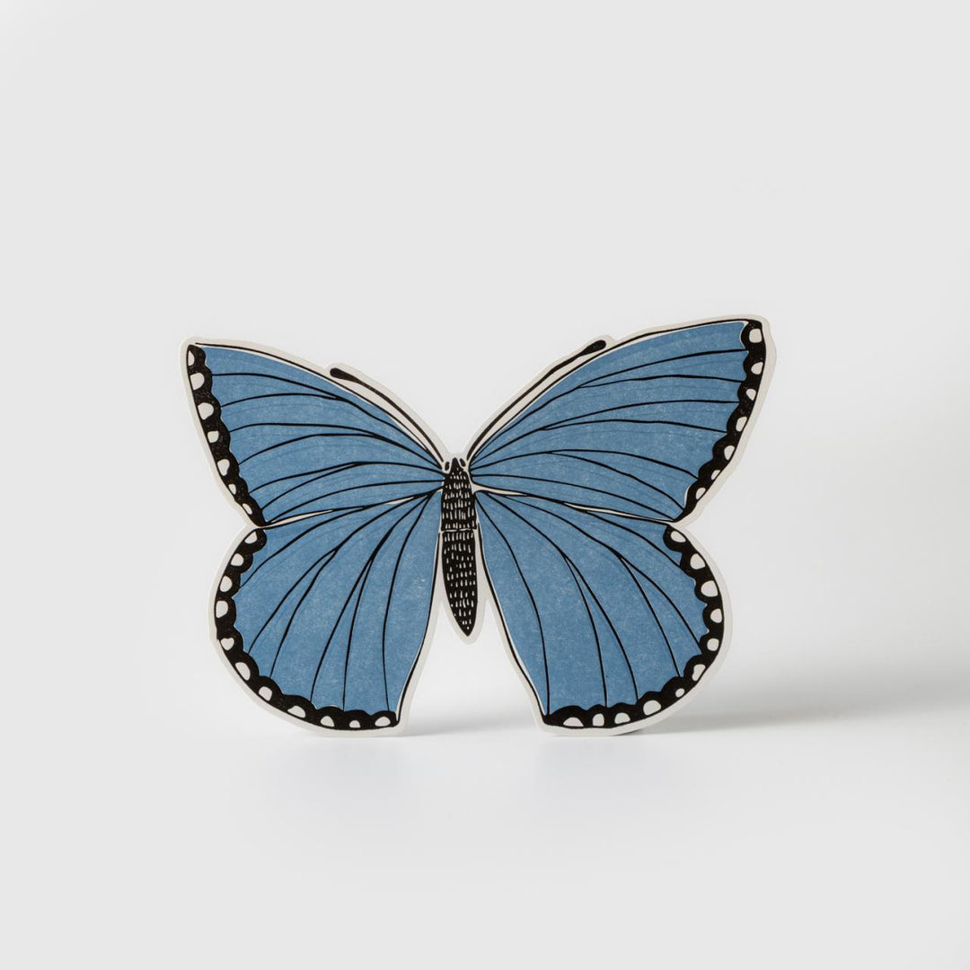 Gemma Orkin Blue butterfly-shaped Gift Card on a White Background
