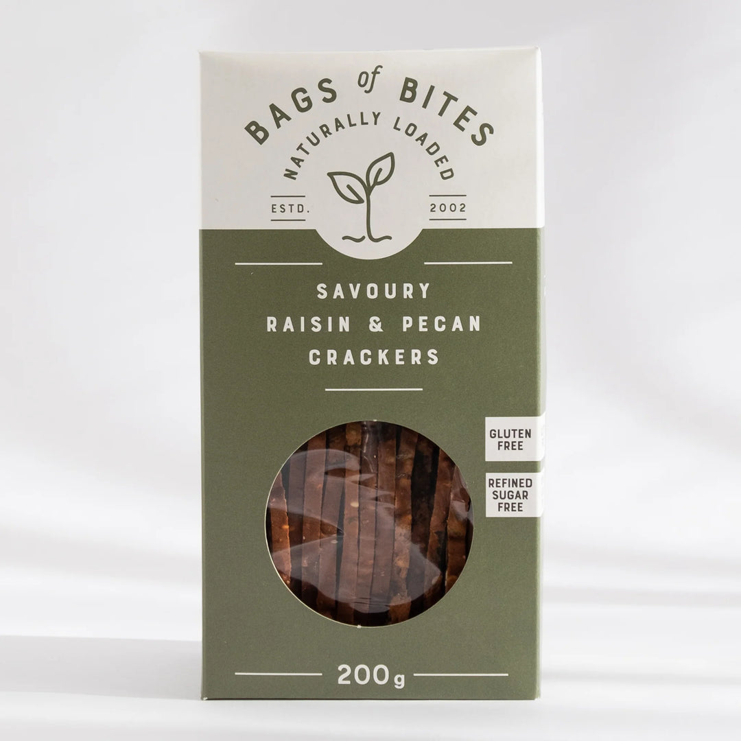 Bags of Bites - Savoury Raisin & Pecan Crackers - Shop Online!