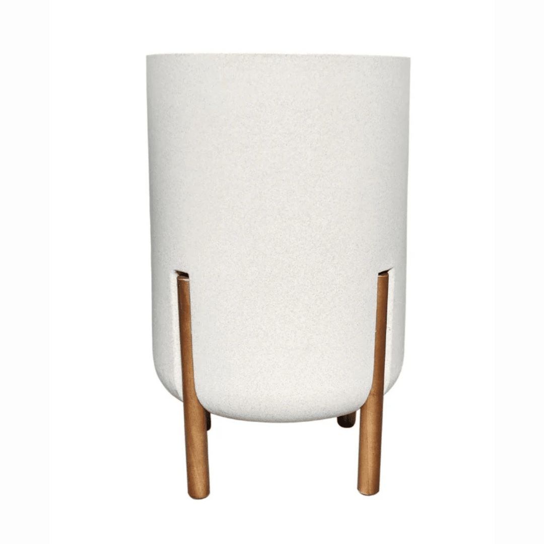 Hygge Planter - Japi - White, Scandinavian style pot with wooden legs for modern home decor.