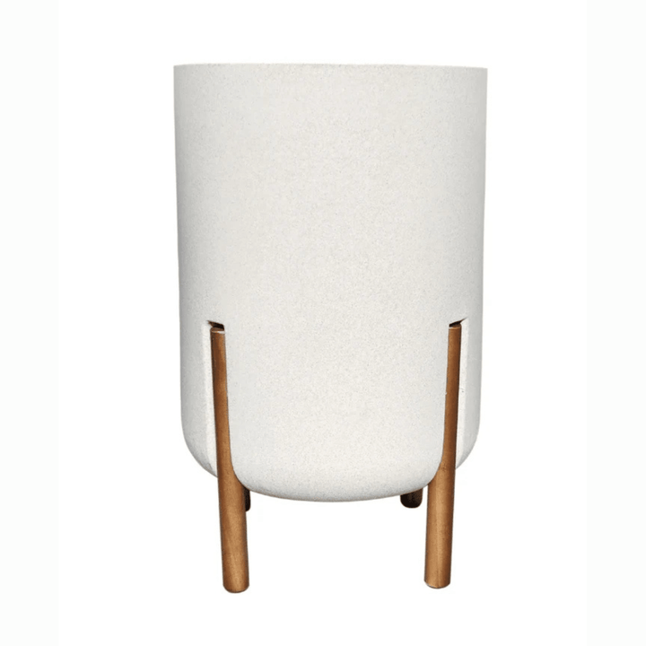 Hygge Planter - Japi - White, Scandinavian style pot with wooden legs for modern home decor.
