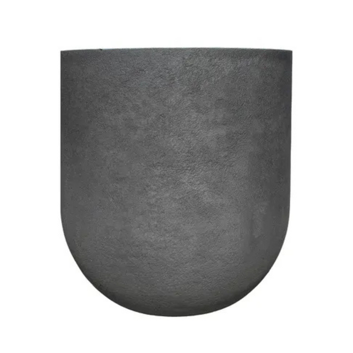 Dark gray stone planter on a white background