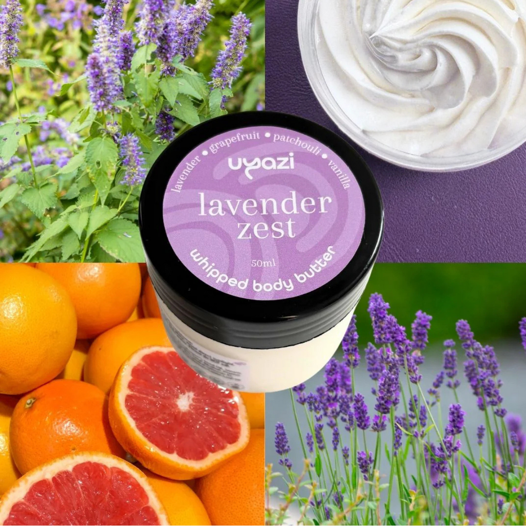 Uyazi Lavender Zest on background of ingredients