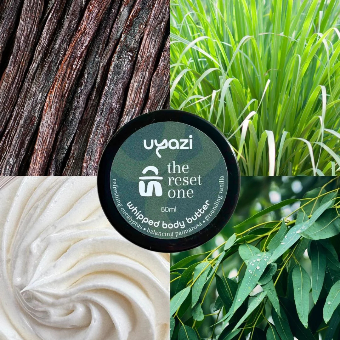 Uyazi  Body butter on background of main ingredients