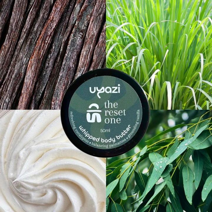 Uyazi  Body butter on background of main ingredients