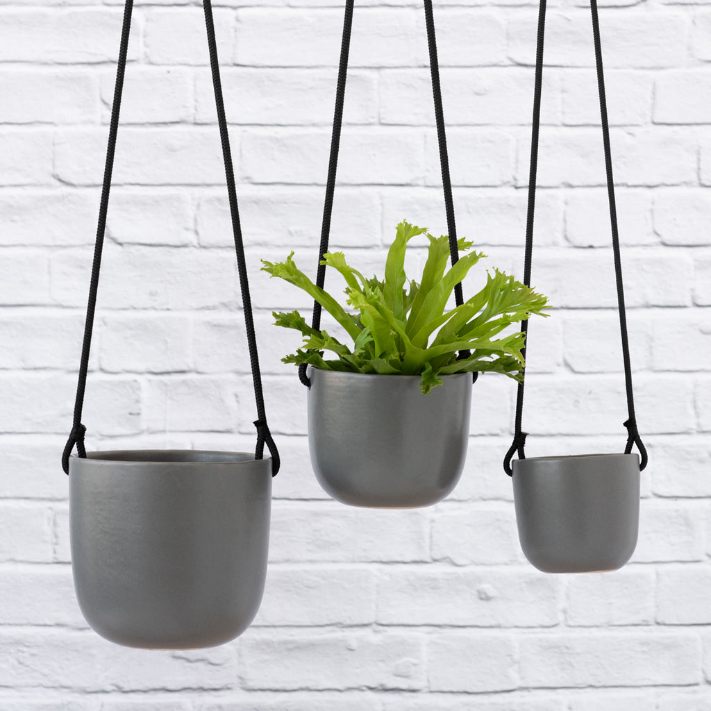grey hanging planter Moon Hanging Planter